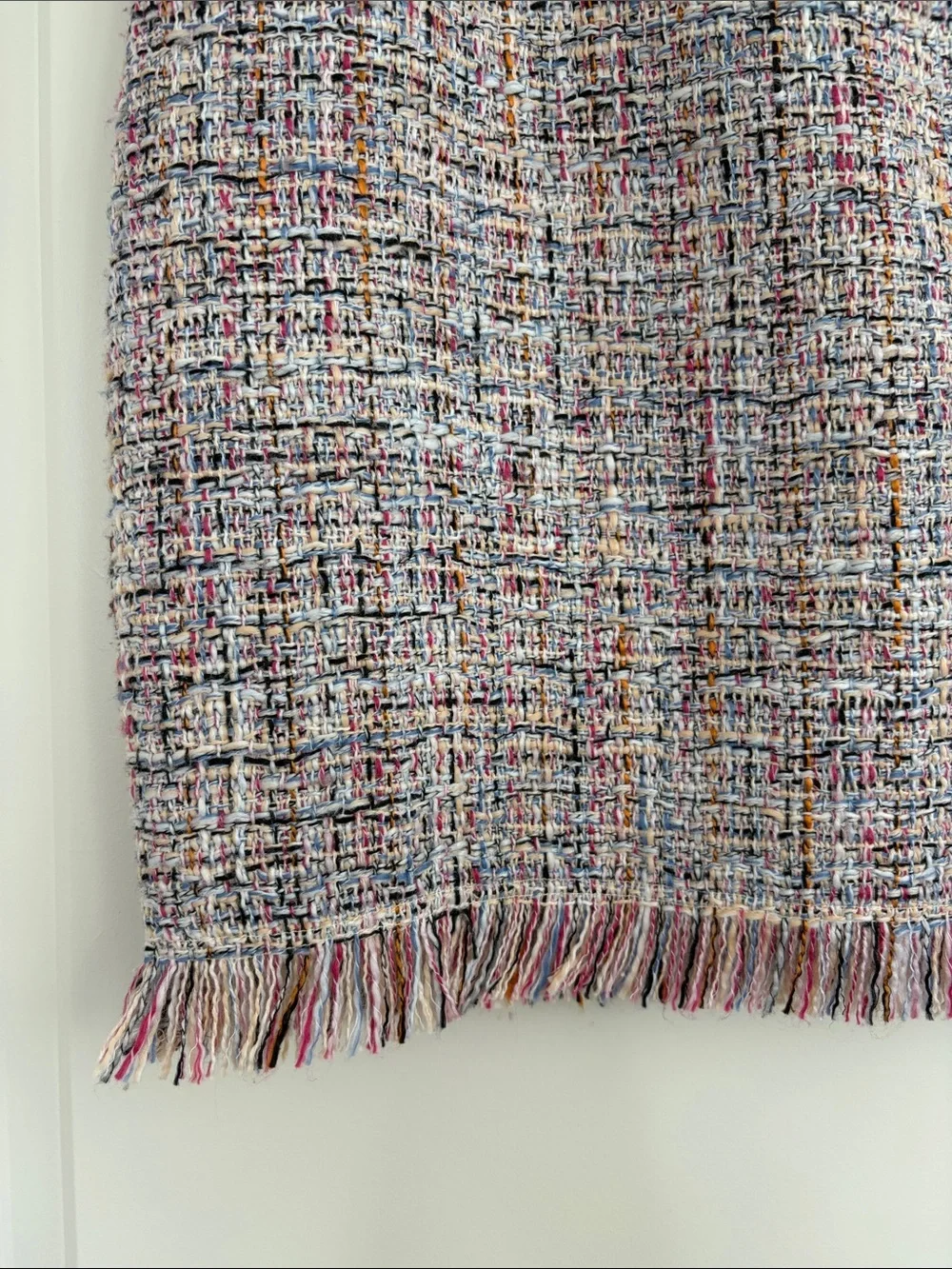 Pink Lily Multicolor Tweed Fringe Mini Skirt